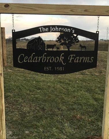 Metal Sign Barn ,DONKEY, GOAT ,DEEr, TRACTOR,4ft sign customized with your name and animals!