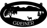 3ft mountain sign, lake ,deer sign , metal sign with your name