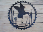 Duck cattails sawblade metal art