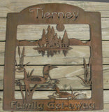 Metal sign,  Family Get away, loon and lake sign,customized with your family name on top