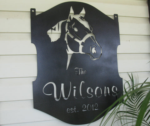 2 ft  metal horse sign with quarter horse head
