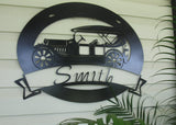 Metal CLASSIC CAR sign with classic car or Corvette