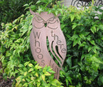 Whoos there,Metal owl on stake , HALLOWEEN  Landscape,sign