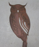 Whoos there,Metal owl on stake , HALLOWEEN  Landscape,sign
