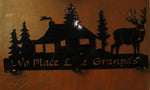 No place like home except for Grannys,with cabin, and evergreen scene