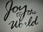 Metal wall words 'Joy to the World" in gorgeous red distressed with clear coat