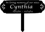 Metal, in memory sign on stake