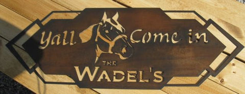 Rustic, Metal HORSE  sign personalized with your name