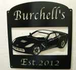 Metal sign with Corvette