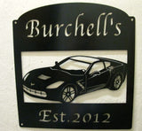 Metal sign with Corvette
