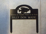 Metal FISH in memory sign on stakes