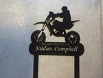 Metal in memory sign ,dirt bike sign on stake