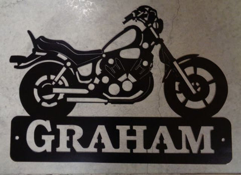 Metal laser cut motercycle sign