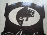 3ft. metal,bass sign with wide mouth bass fish