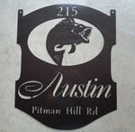 3ft. metal,bass sign with wide mouth bass fish