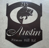 3ft. metal,bass sign with wide mouth bass fish