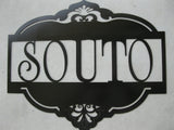 Custom metal sign with your name in silver powder coat