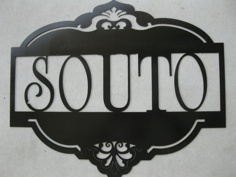 Custom metal sign with your name in silver powder coat