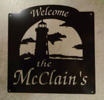 Metal Lighthouse Sign with your name