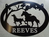 Metal HORSE Sign with horses running customized with your name