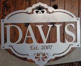 Custom metal sign with your name in silver powder coat