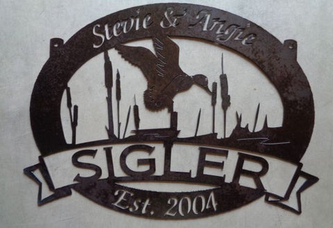 Metal DUCK  sign ,laser cut duck cattail sign, cattail and duck sign customized