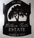 Metal OAK TREE sign ,oak tree draped in spanish moss