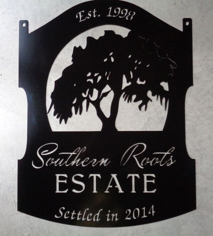 Metal OAK TREE sign ,oak tree draped in spanish moss