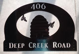 Custom metal BEE sign with bee skep
