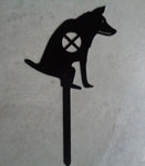 Metal NO poo dog on stake