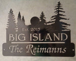 METAL  EVERGREEN SIGN , setting sun evergreen sign with your name 2ft