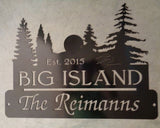 METAL  EVERGREEN SIGN , setting sun evergreen sign with your name 2ft