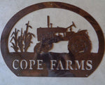 FARM ADDRESS sign, metal corn stalks  Oliver tractor sign,