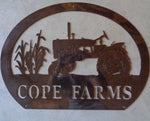 Metal sign,corn stalks,John Deere tractor CUSTOMIZED
