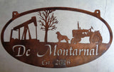 3 ft  Metal Sign ,oil derrick, dog and tractor sign