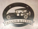 Metal CLASSIC CAR sign with classic car or Corvette