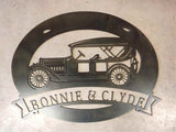 Metal CLASSIC CAR sign with classic car or Corvette