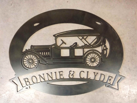 Metal CLASSIC CAR sign with classic car or Corvette