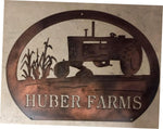 Metal sign,corn stalks,John Deere tractor CUSTOMIZED