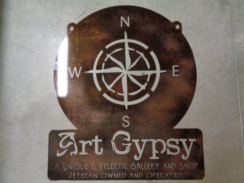 Metal compass sign ,COMPASS and your name or company