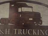 Metal TRUCK sign with SEMI Truck, and your NAME, 4ft across