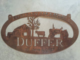 Metal Sign,barn, cow, tractor sign , huge 4ft sign, customized with your name