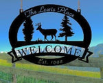 Metal BUCK SIGN with EVERGREENS and Your name 3ft sign