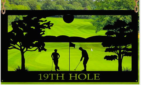Metal Sign, GOLFING SCENE 3ft