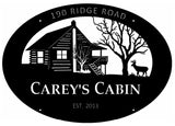 Metal CABIN SIGN with Cabin DEER