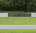 Metal Beware of Dogs  sign in gorgeous bronze  patina with baked on clear coat