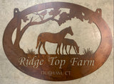 Metal HORSE Sign with horses running customized with your name
