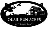 3ft metal Quail Sign with  BARN and QUAIL scene