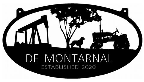 3 ft  Metal Sign ,oil derrick, dog and tractor sign