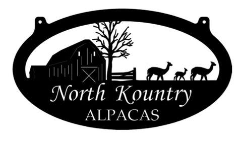 Metal Alpaca Farm sign, 3ft sign customized with your name